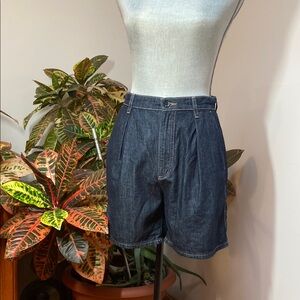 Dark Blue High Waist Shorts with Relaxed Fit and Wide Leg Openings